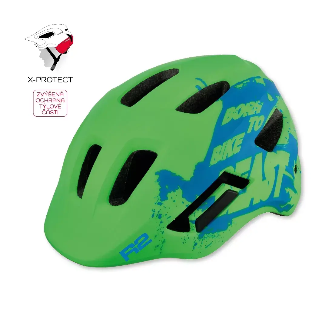 R2 Kask rowerowy R2 PULSE neon zielony, niebieski