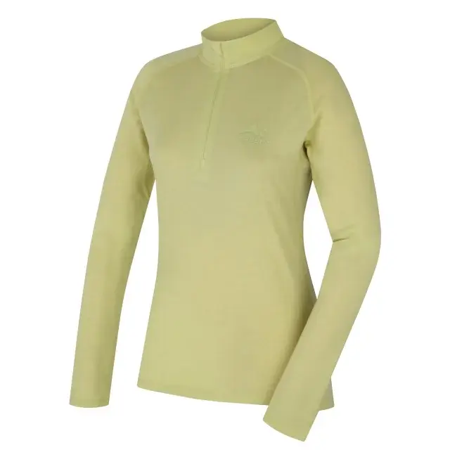 Koszulka merino damska Husky MEROW ZIP L light green, rozmiar