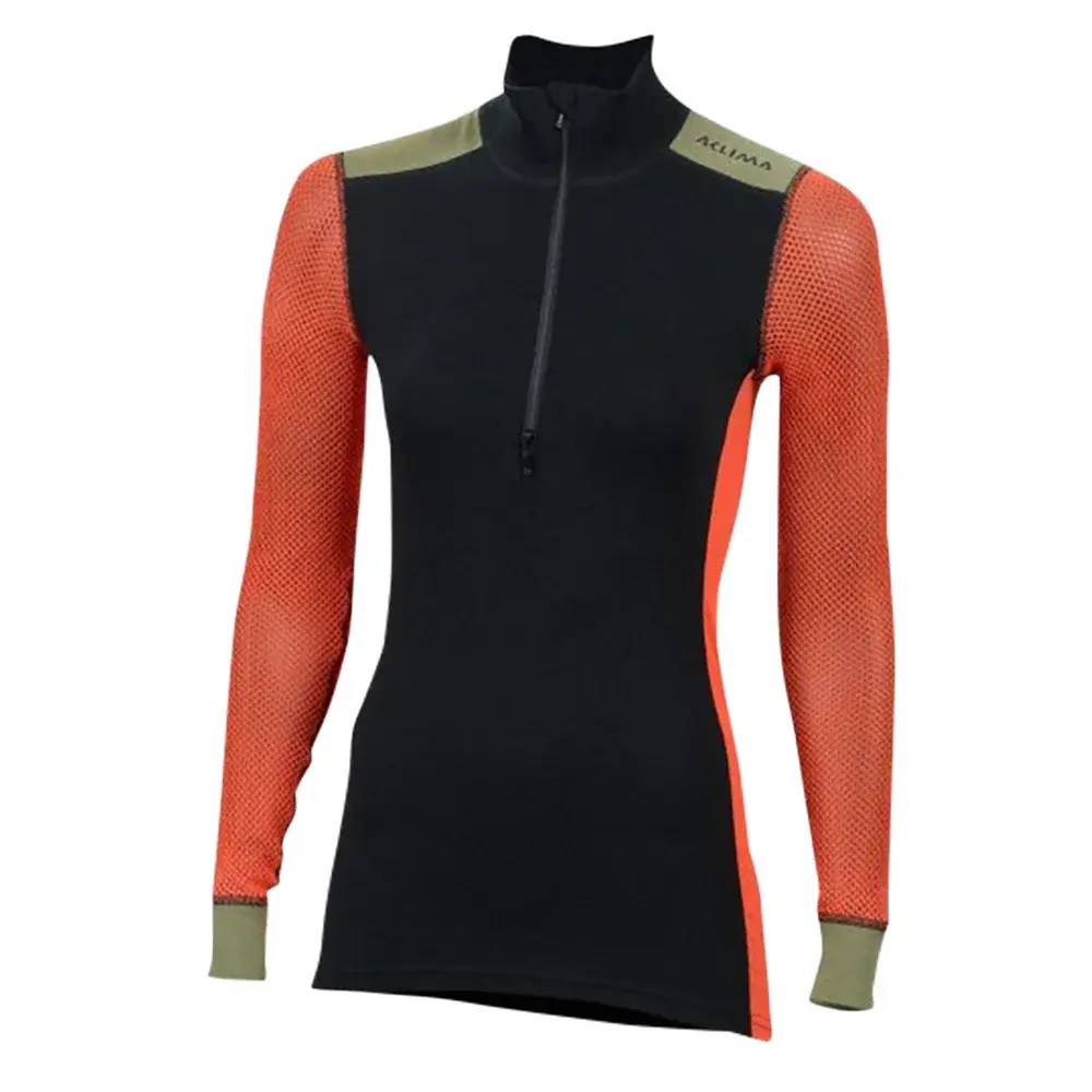 Aclima Koszulka termoaktywna damska Aclima WoolNet Hiking Mock Neck jet black/poinciana/capulet