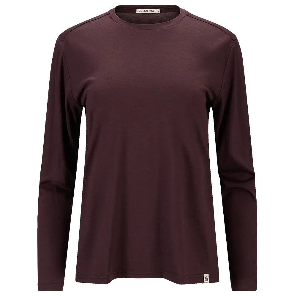 Aclima Koszulka damska Aclima LightWool 180 Crewneck chocolate plum