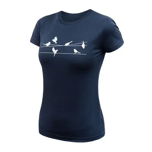 Sensor Koszulka z krótkim rękawem damska Sensor Merino Active Songbirds deep blue