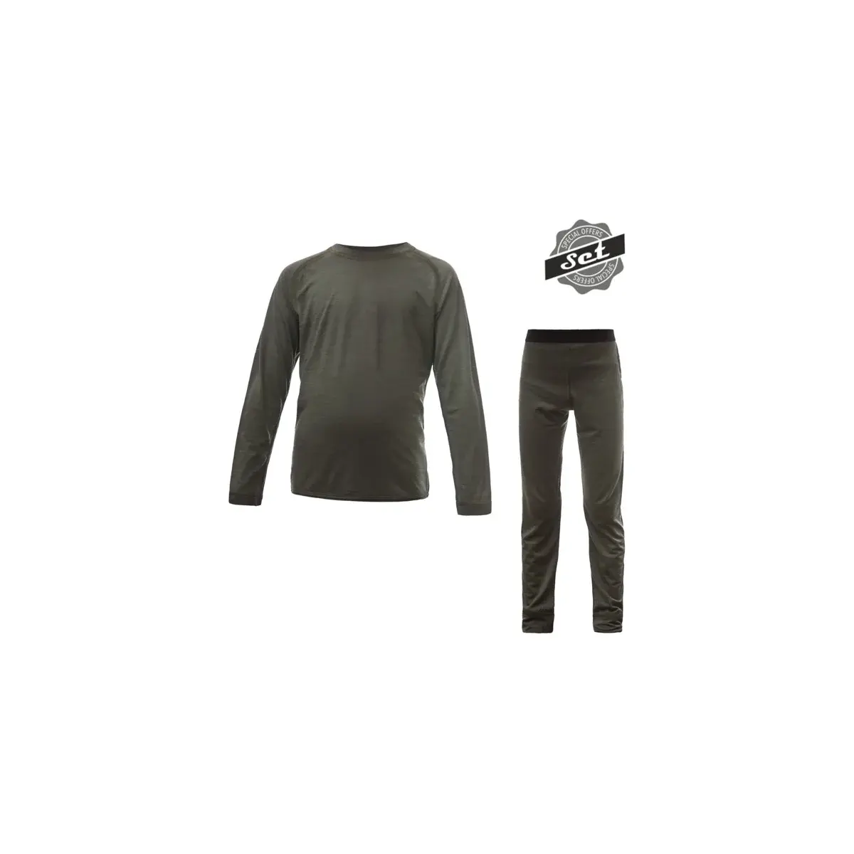 Sensor Zestaw merino dla dzieci Sensor Merino Air koszulka + kalesony olive green