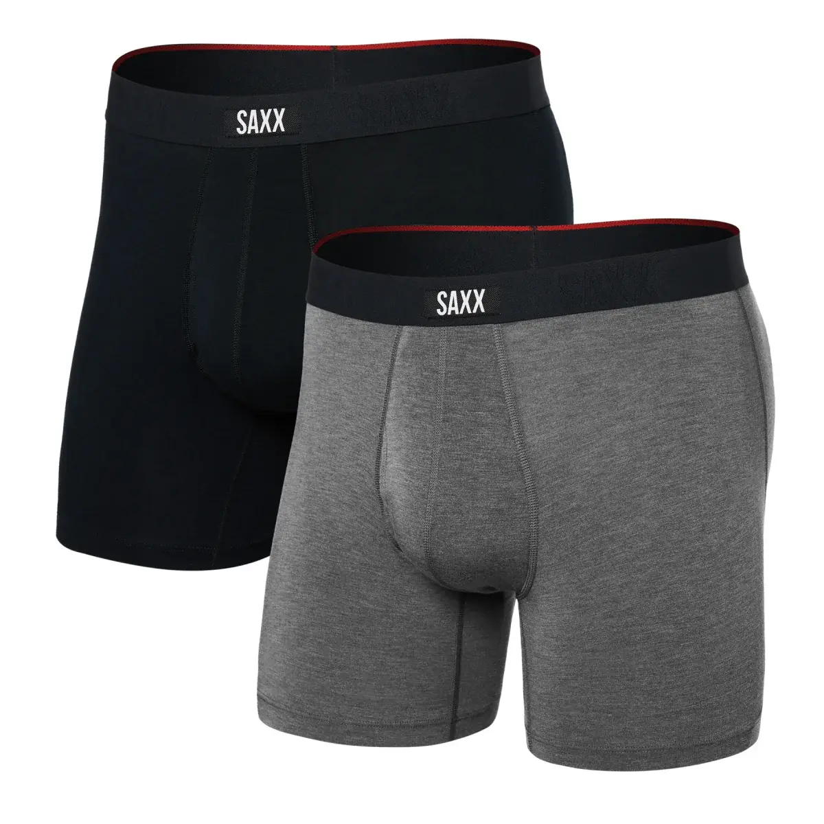 SAXX Bokserki męskie SAXX Vibe Xtra Boxer Brief Fly 2Pk Black/Dark Grey Heather