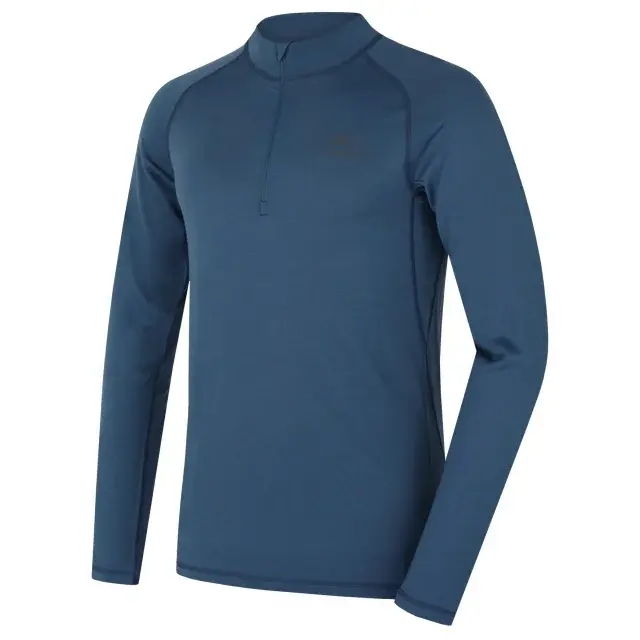 Koszulka merino męska Husky MEROW ZIP M blue, rozmiar
