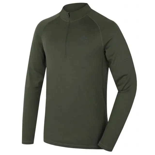 Husky Koszulka merino męska Husky MEROW ZIP M green, rozmiar