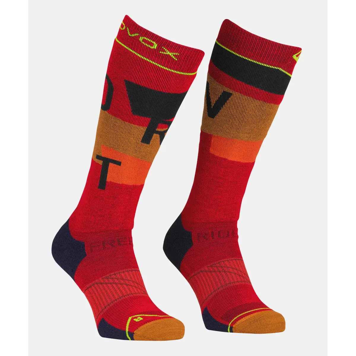 Skarpety narciarskie męskie Ortovox Free Ride Long Socks Cozy cengia rossa