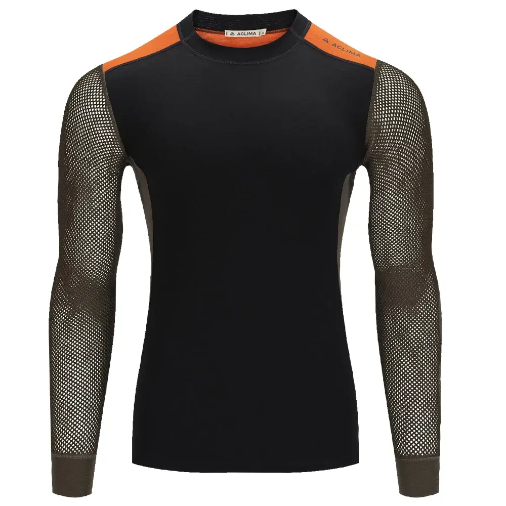 Aclima Koszulka termoaktywna męska Aclima WoolNet Hiking Crew Neck jet black/tarmac/gold flame