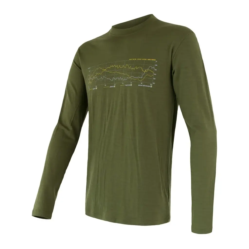 Sensor Koszulka termoaktywna z długim rękawem męska Sensor Merino Active PT Track safari