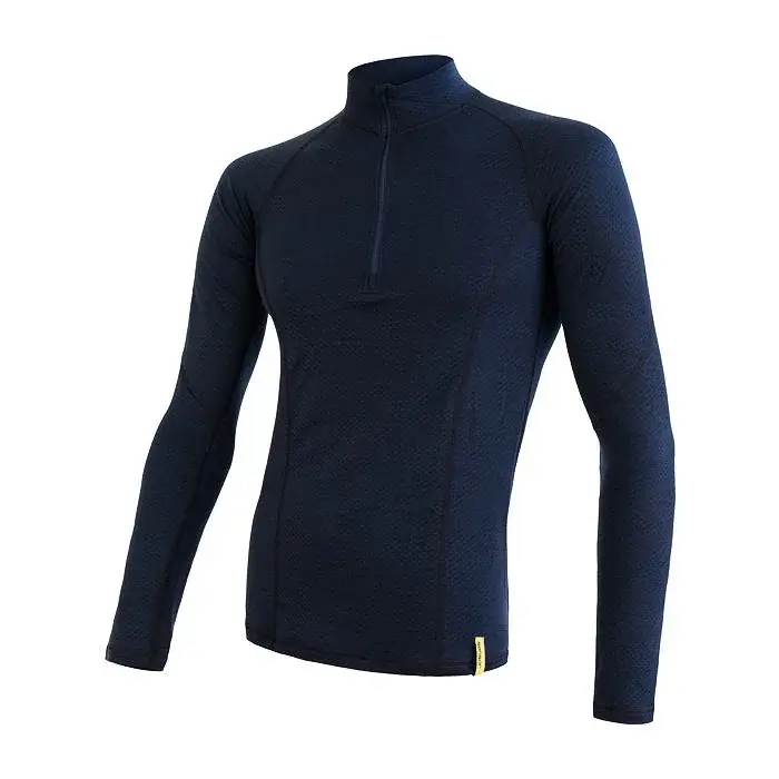 Sensor Koszulka termoaktywna męska z długim rękawem i zamkiem Sensor Merino DF deep blue
