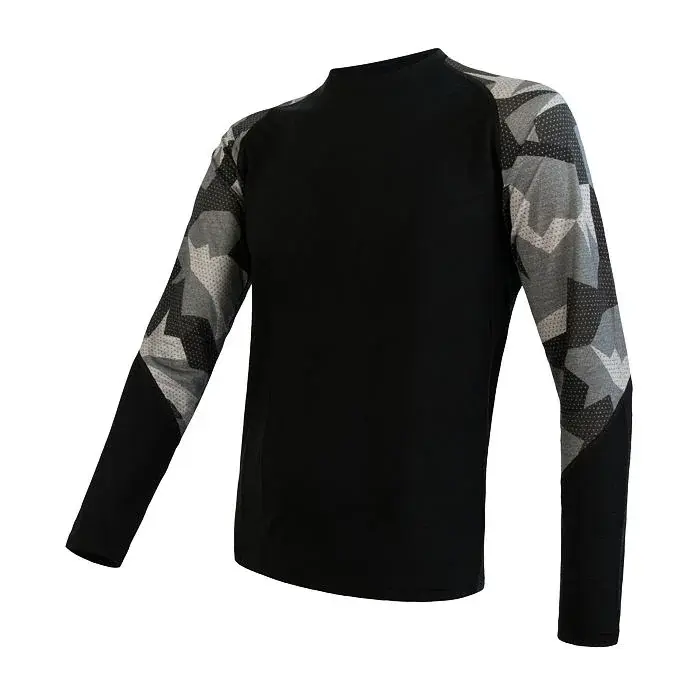 Sensor Koszulka termoaktywna z długim rękawem męska Sensor Merino Impress czarny/camo