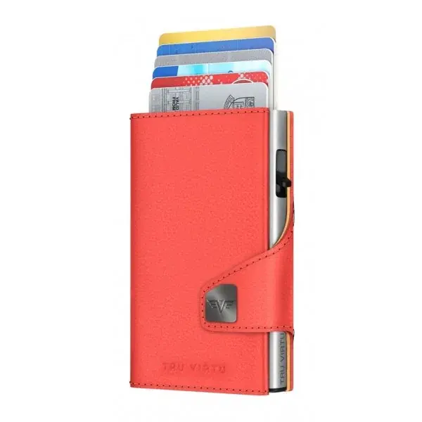 Tru Virtu Portfel Tru Virtu Click & Slide ze skórek z bio jabłek Bio Apple Coral czerwony