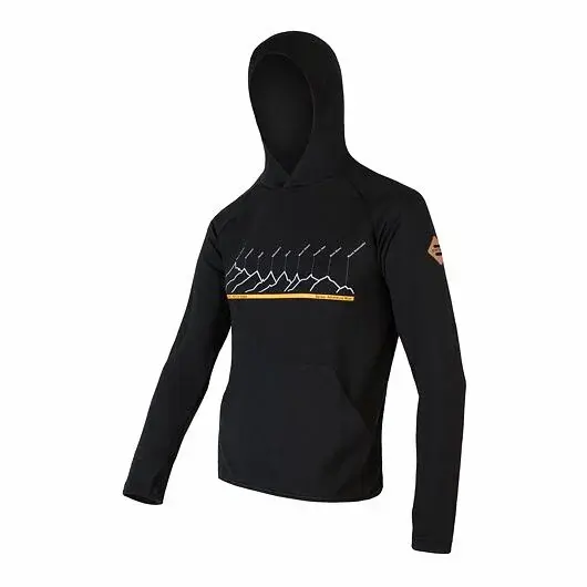 Bluza męska Sensor Merino Upper RJ kangurka czarny