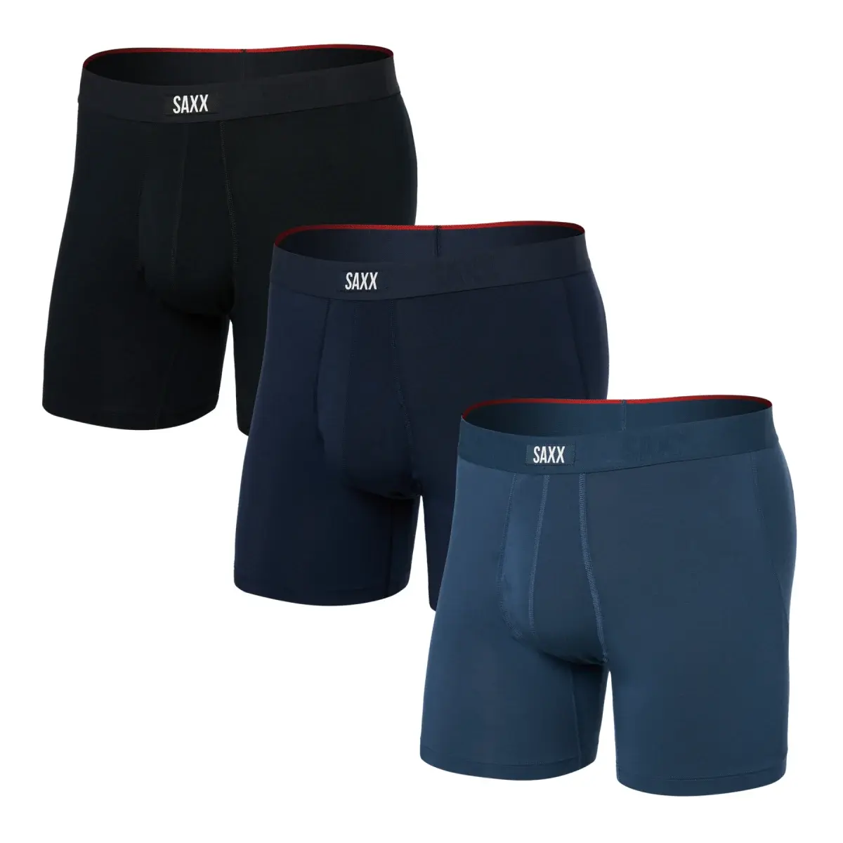 SAXX Zestaw bokserek męskich SAXX Vibe Xtra Boxer Brief Fly 3Pk Dark Denim/Navy/Black