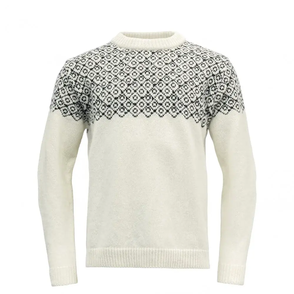 Devold Sweter turystyczny unisex Devold Bjornoya Wool Sweather Offwhite/Ink
