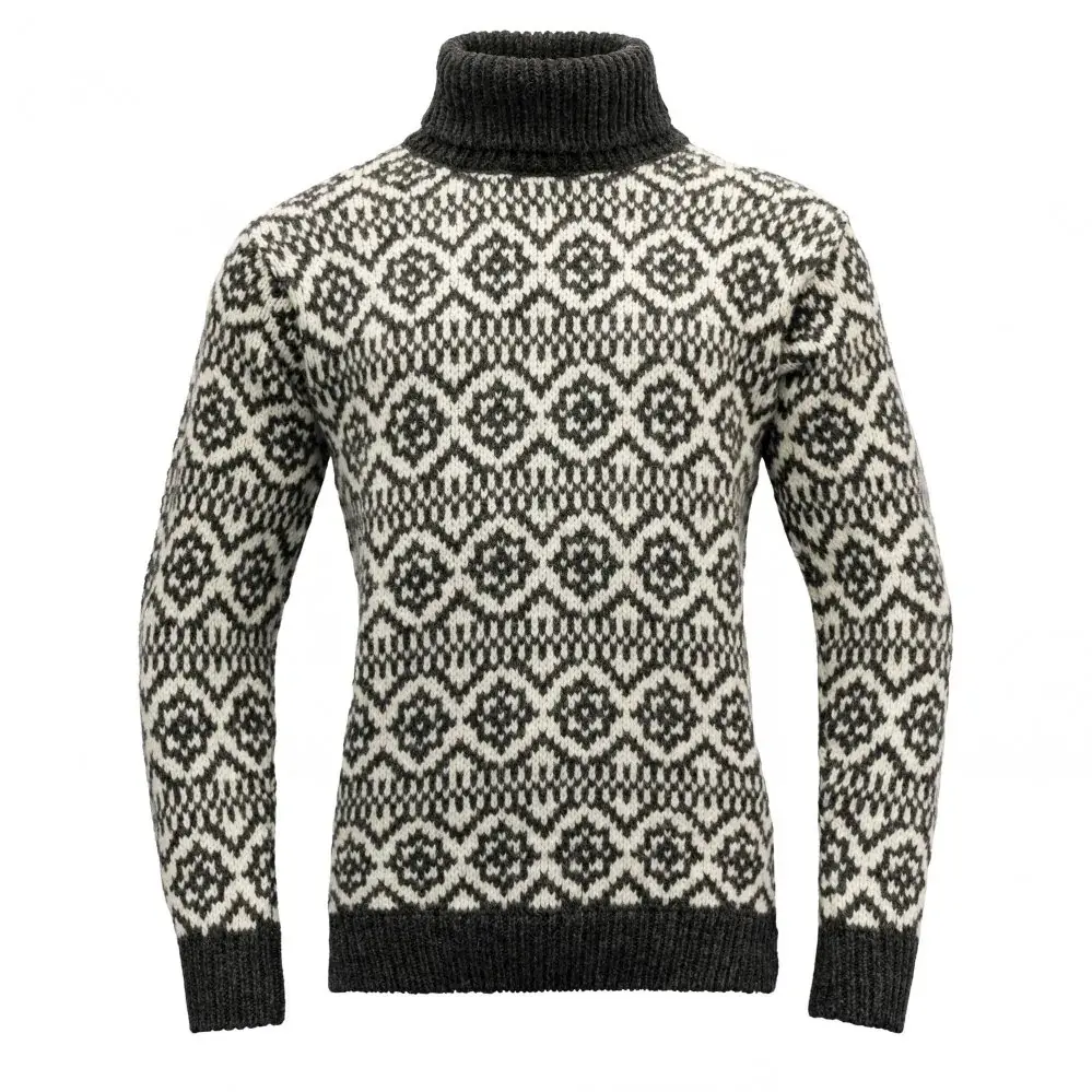Devold Sweter turystyczny unisex Devold Hoddevik Wool High Neck Anthracite/Offwhite