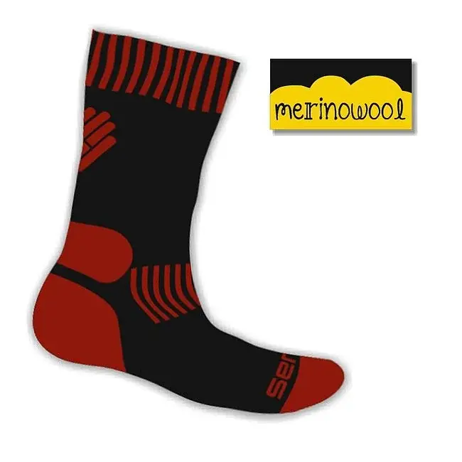 Wyprzedaż Sensor Expedition Merino Wool skarpety czarny/czerwony
